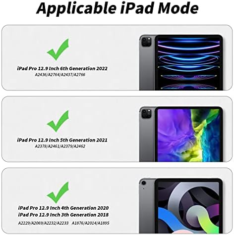 Kenke New iPad Pro 12.9 מקרה 2022/2021/2020 עם מחזיק עיפרון, [תמיכה בטעינה של עיפרון / זוג], עקב